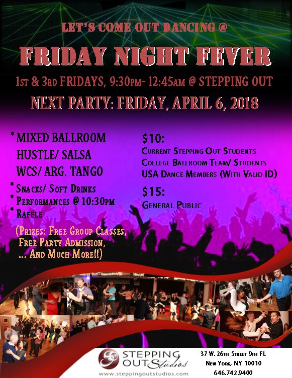 April 6 Friday Night Fever Mixed Ballroom Party at Stepping Out!