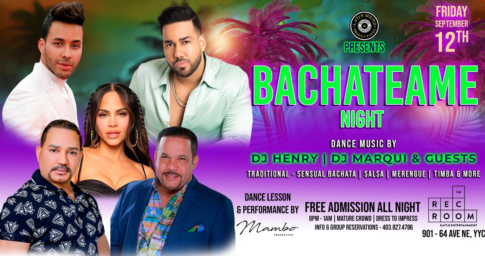 BACHATEAME NIGHT @ THE REC ROOM YYC