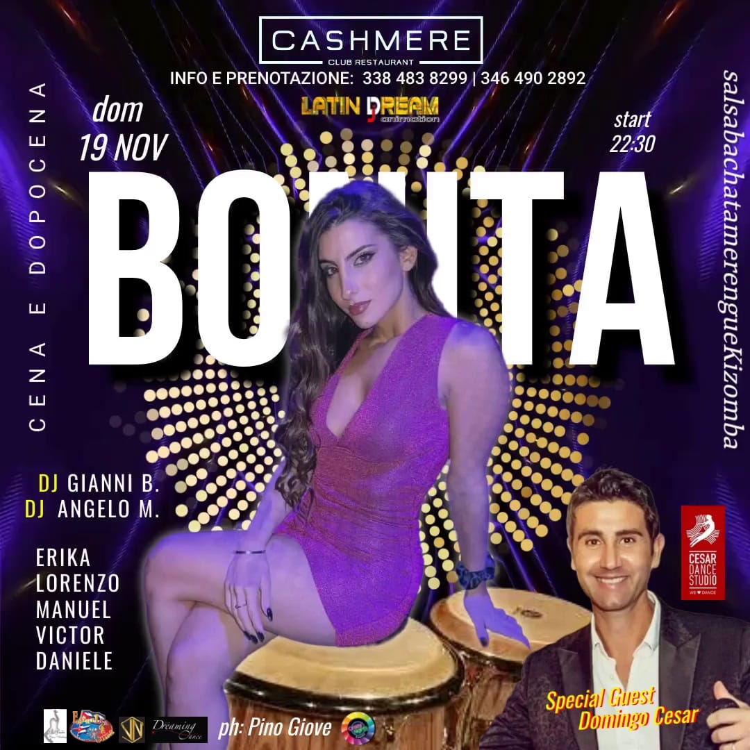 DOMENICA 19 NOVEMBRE CASHMERE LA DOMENICA BONITA BY LATIN DREAM