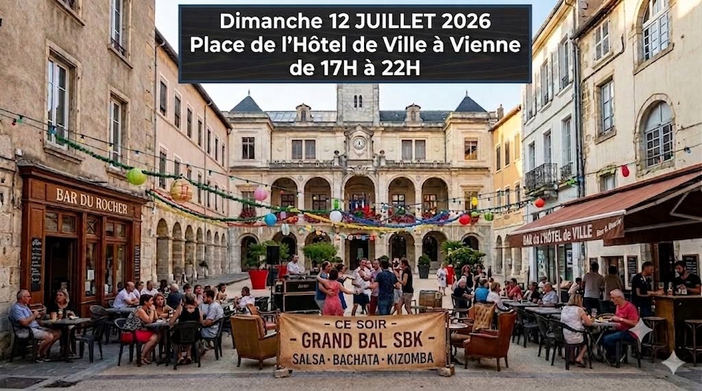 BAL SBK PLACE DE L'HOTEL DE VILLE A VIENNE LE DIMANCHE 12 JUILLET 2026 DE 17H A 22H.