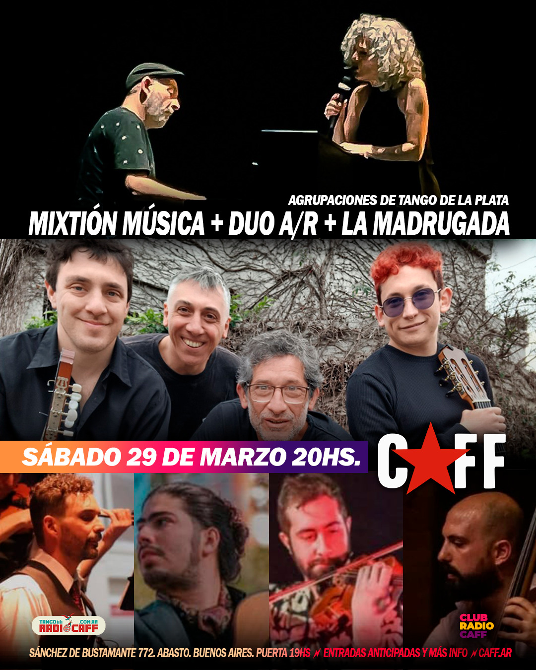 Duo AR + Mixtion Musica + La Madrugada en el CAFF ! Noche de tango platense .