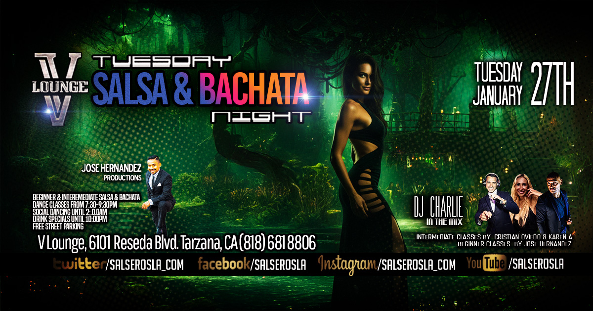Learn how to dance Salsa & Bachata every Tuesday at V lounge