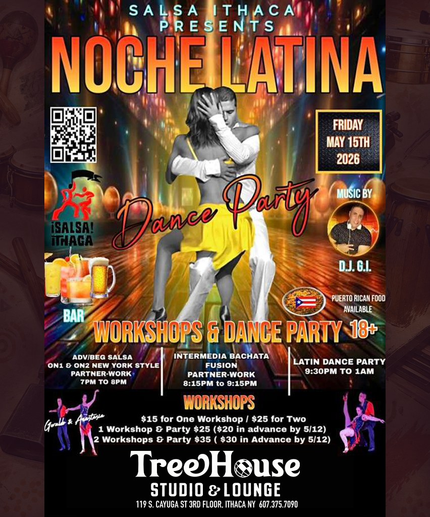 SALSA & BACHATA NIGHT 🔥 WORKSHOPS & PARTY with DJ GERALDO & ANASTASIA 🇵🇷 ️DOWNTOWN ITHACA