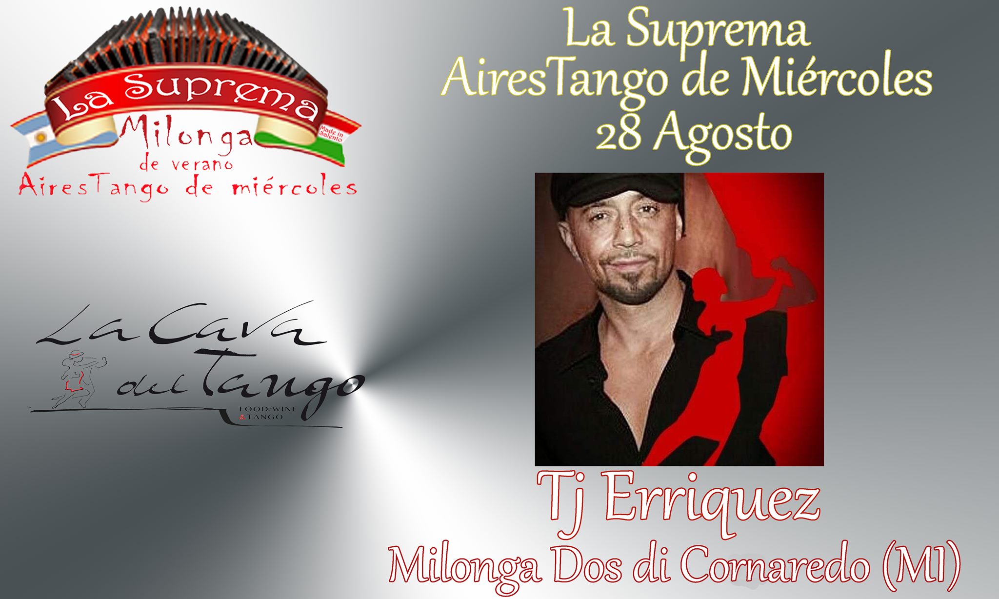 Tj Erriquez a La Suprema, AiresTango de miércoles 28 agosto