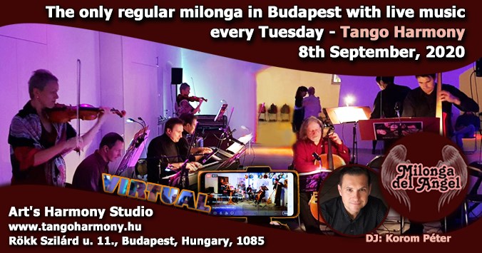 Élőzenés Milonga del Angel keddenként az Art's Harmony Studioban