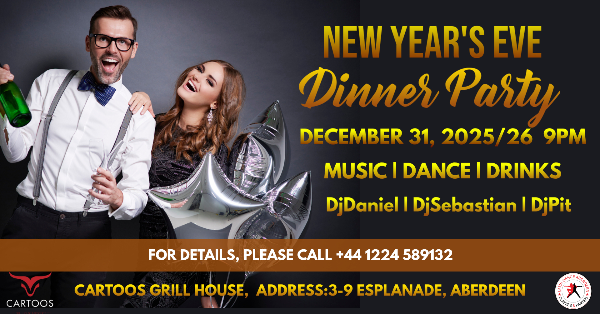 ๐ NEW YEARโS EVE PARTY AT CARTOOS GRILL HOUSE ๐