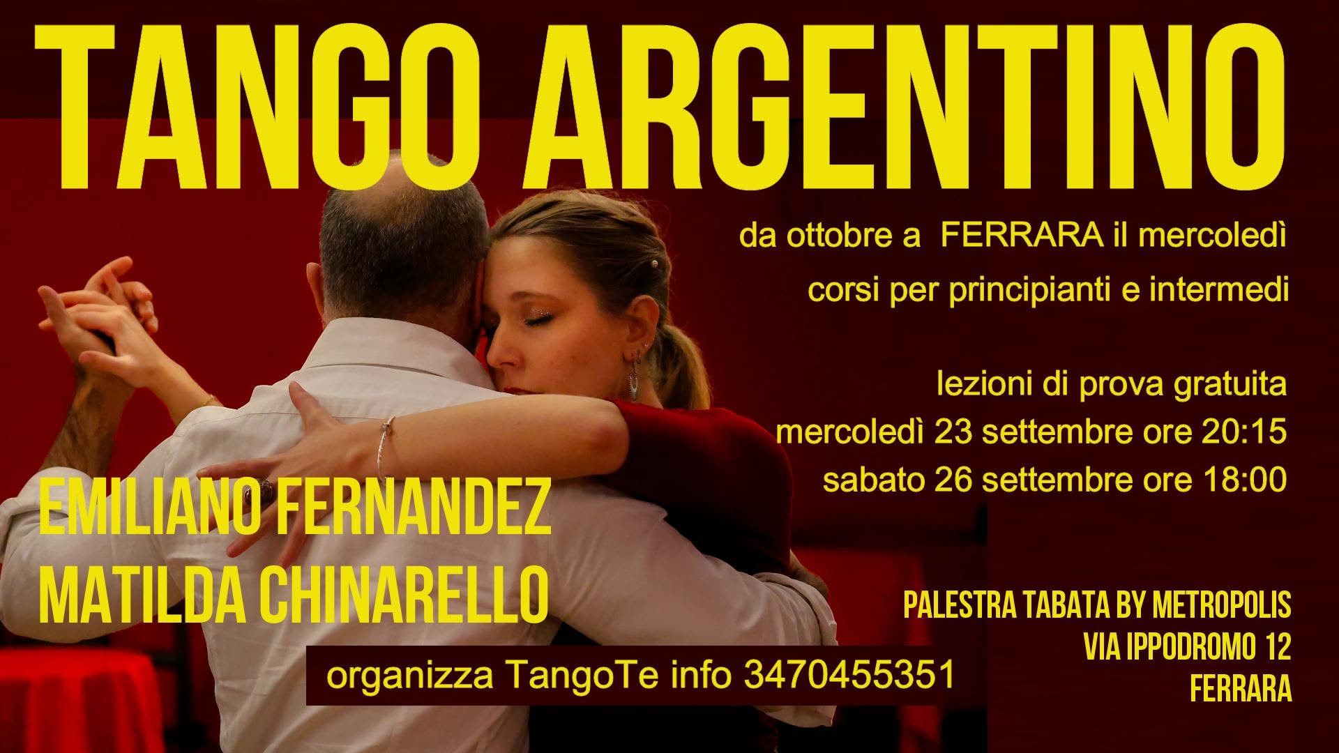 CORSI DI TANGO A FERRARA CON EMILIANO FERNANDEZ E MATILDA CHINARELLO