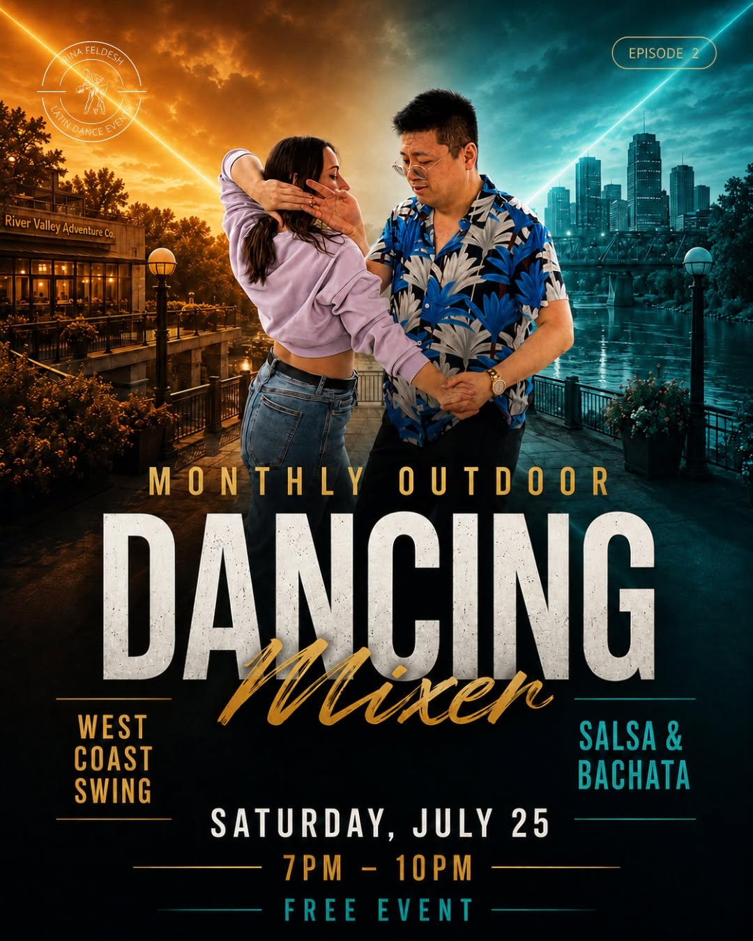 Outdoor Dancing Mixer Free Lesson & Social Salsa, Bachata, WCS