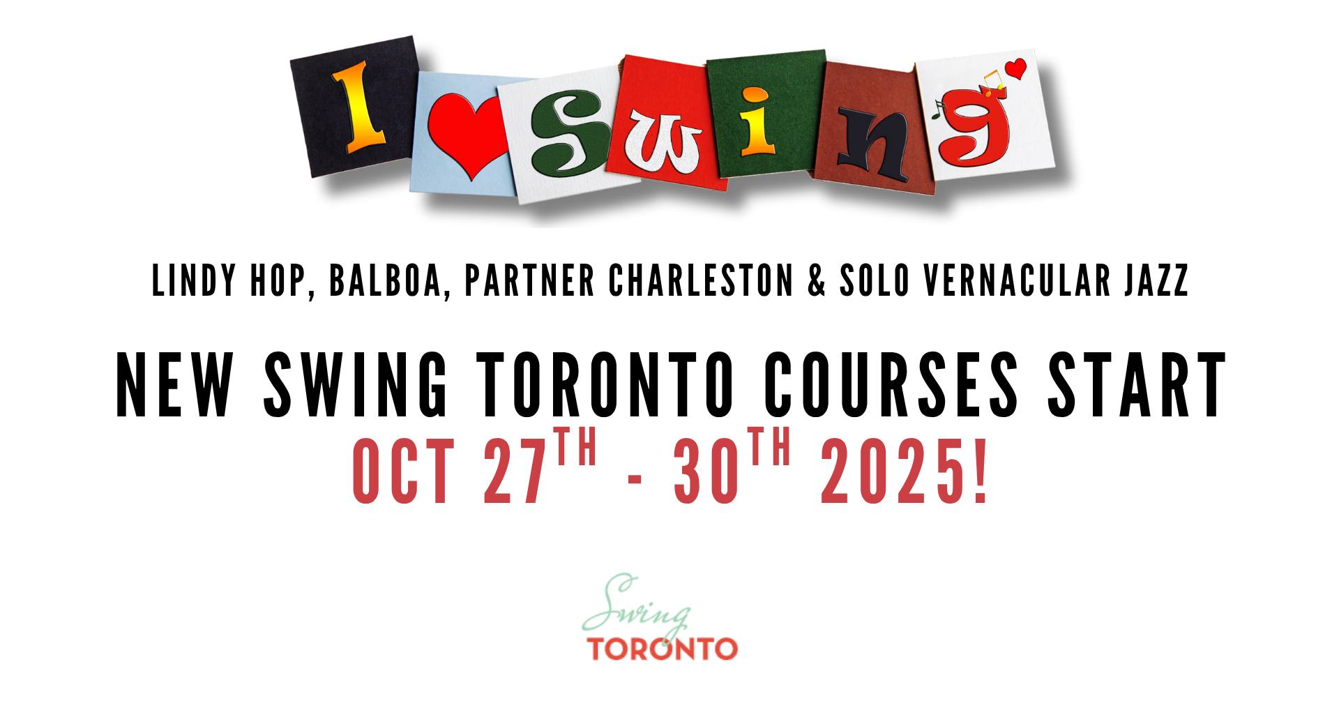 New Swing Dance Courses Start October 27-28-29-30, Monday-Thursday! Lindy Hop & More, 7 weeks