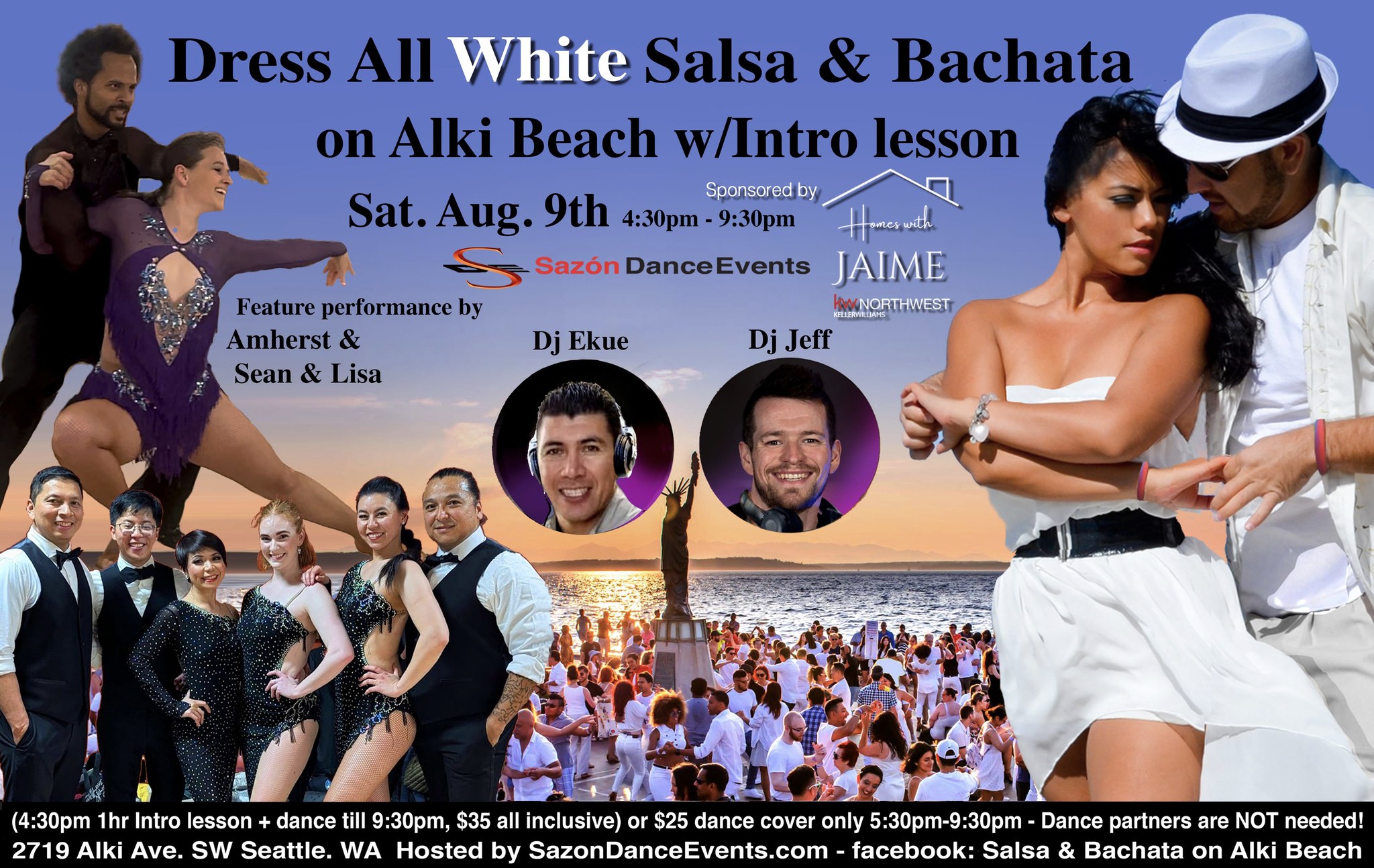 Dress"All White" Salsa & Bachata on Alki Beach w intro lesson - vol. 4
