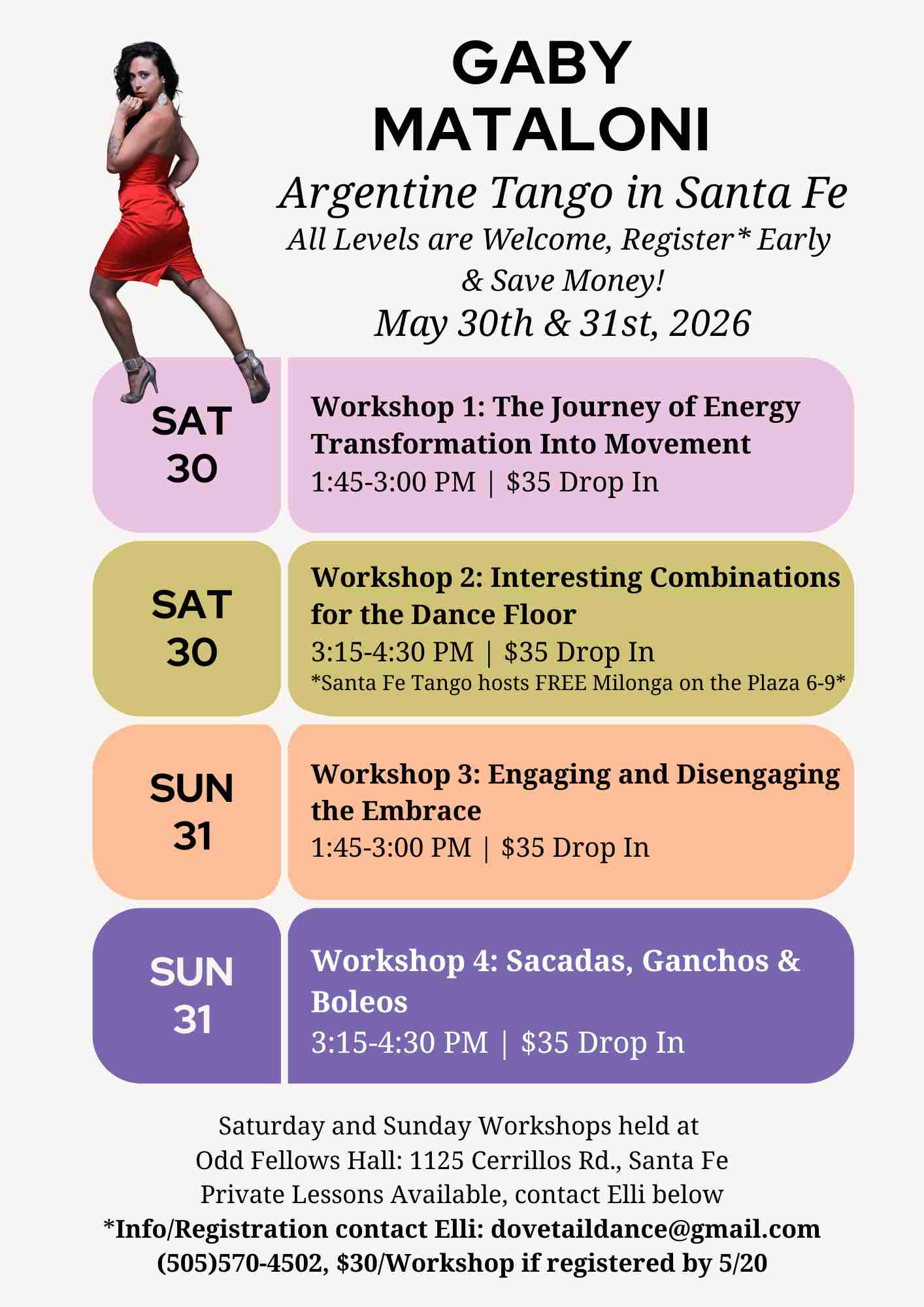 Tango Workshops with Gaby Mataloni - Sat & Sun May 30-31