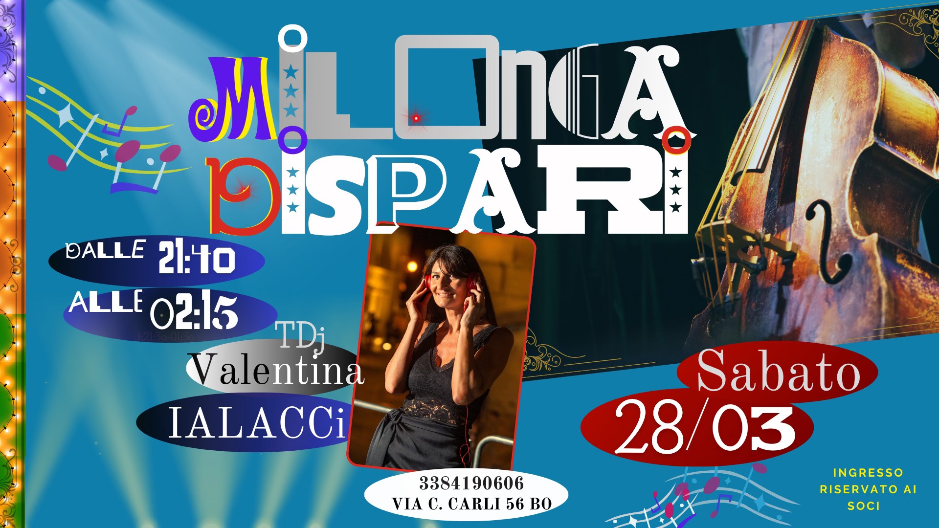 Milonga DiSPARi !! -SABATO 28 03 -TDJ: Valentina Ialaccii! -Stage di Vals in pre-Serata!