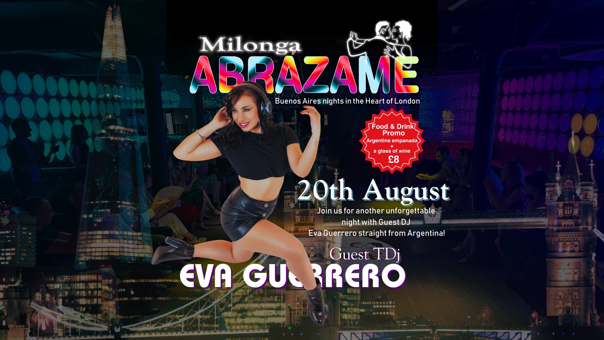 Abrázame Milonga Guest DJ Eva Guerrero (Wed 20 August)