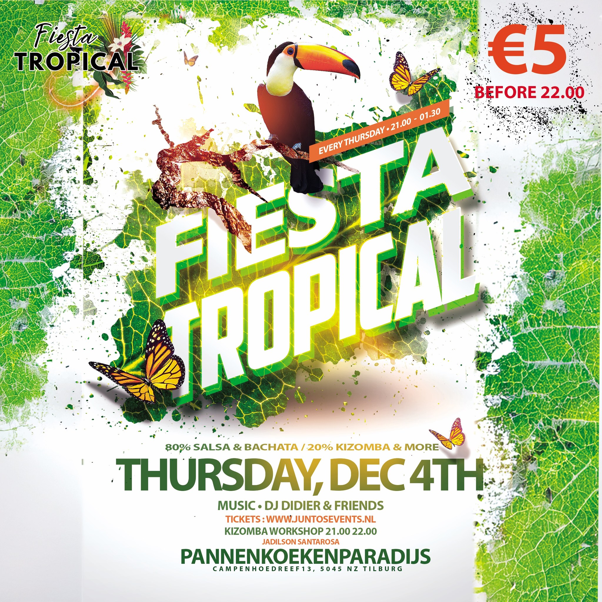 Fiesta Tropical Tilburg Latin Social Night . Do 04 Dec π΄ Kizomba Workshop π΄
