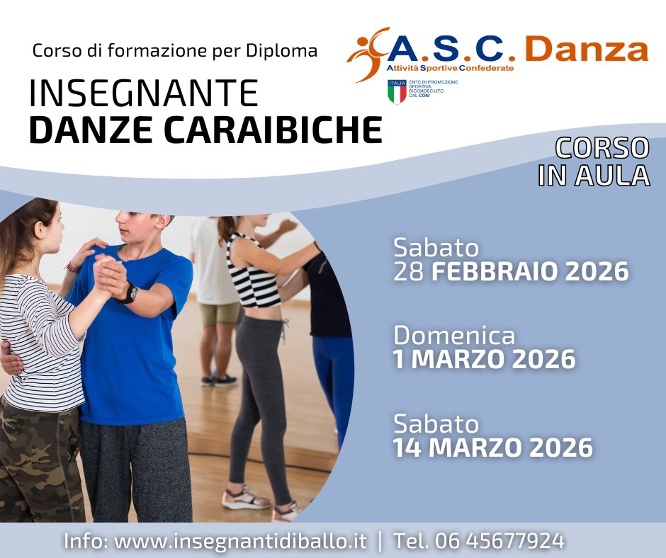 Corso per conseguire il diploma di Insegnante di Salsa e Danze Caraibiche