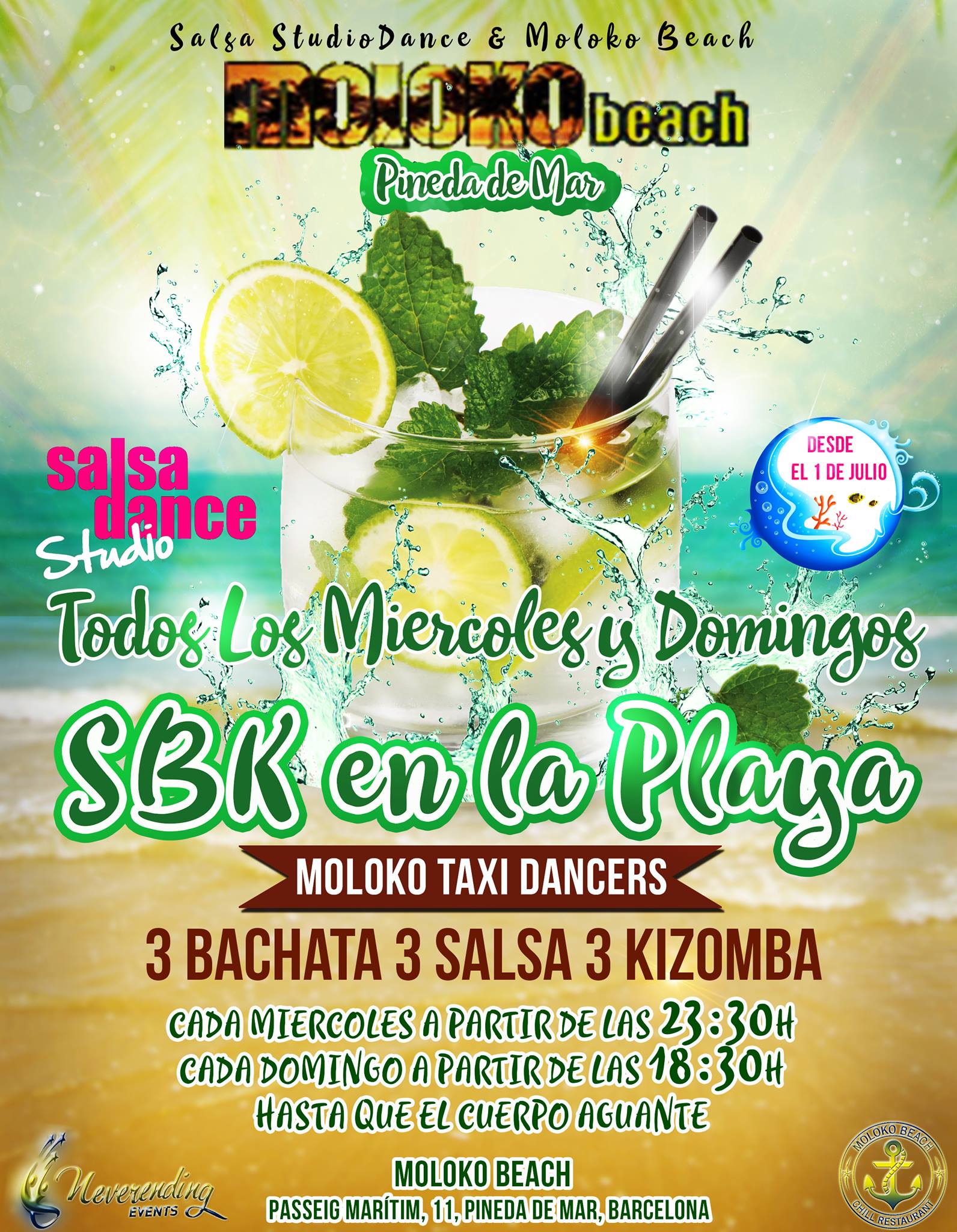 Salsa Bachata Kizomba En La Playa Todos los Domingos SBK Moloko