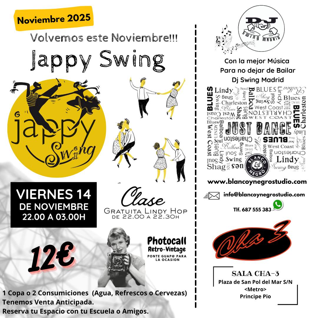 Nueva Sesión Jappy Swing Viernes 14 de Noviembre en Cha-3.