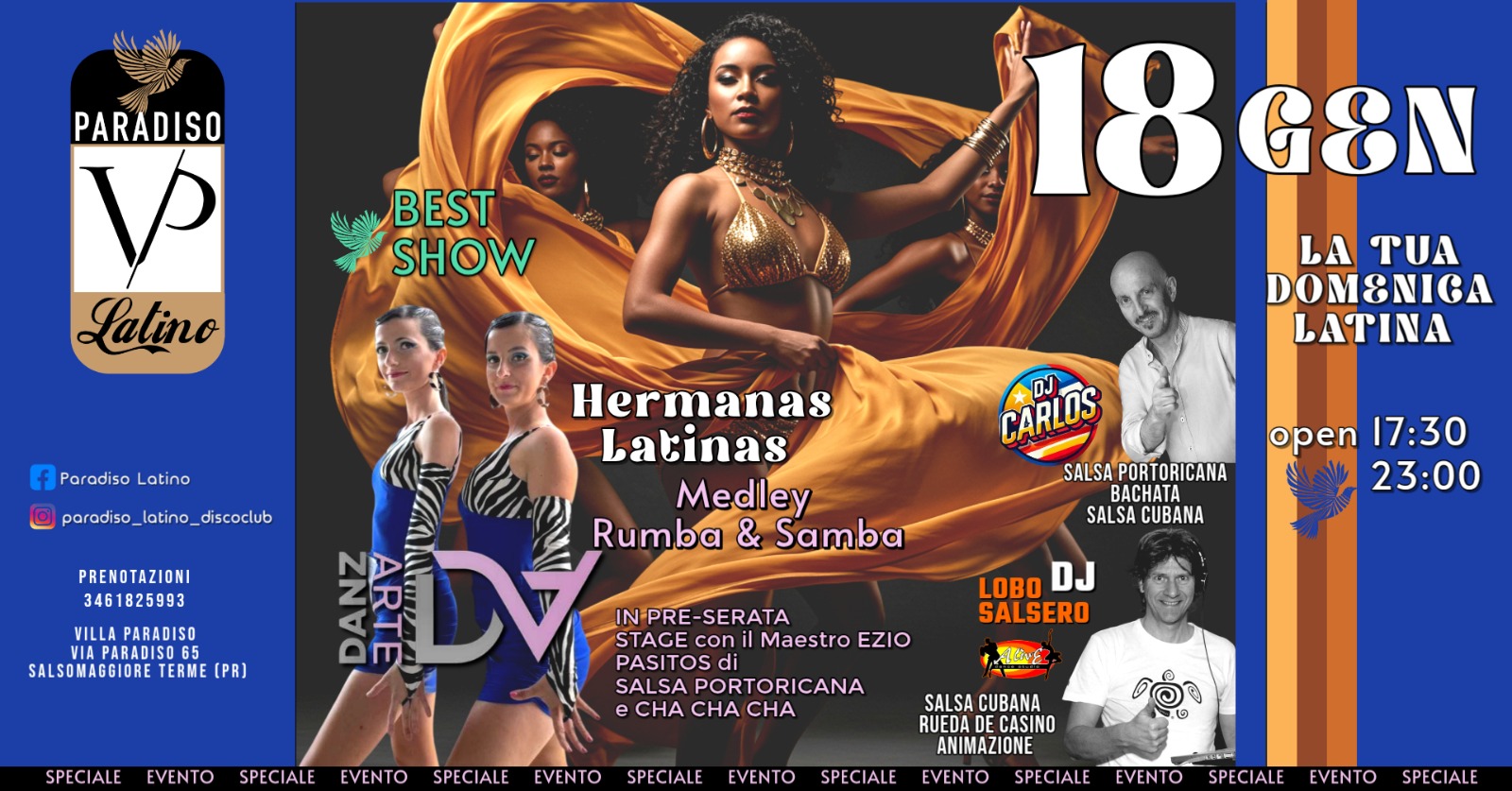 Paradiso Latino domenica 18 gennaio