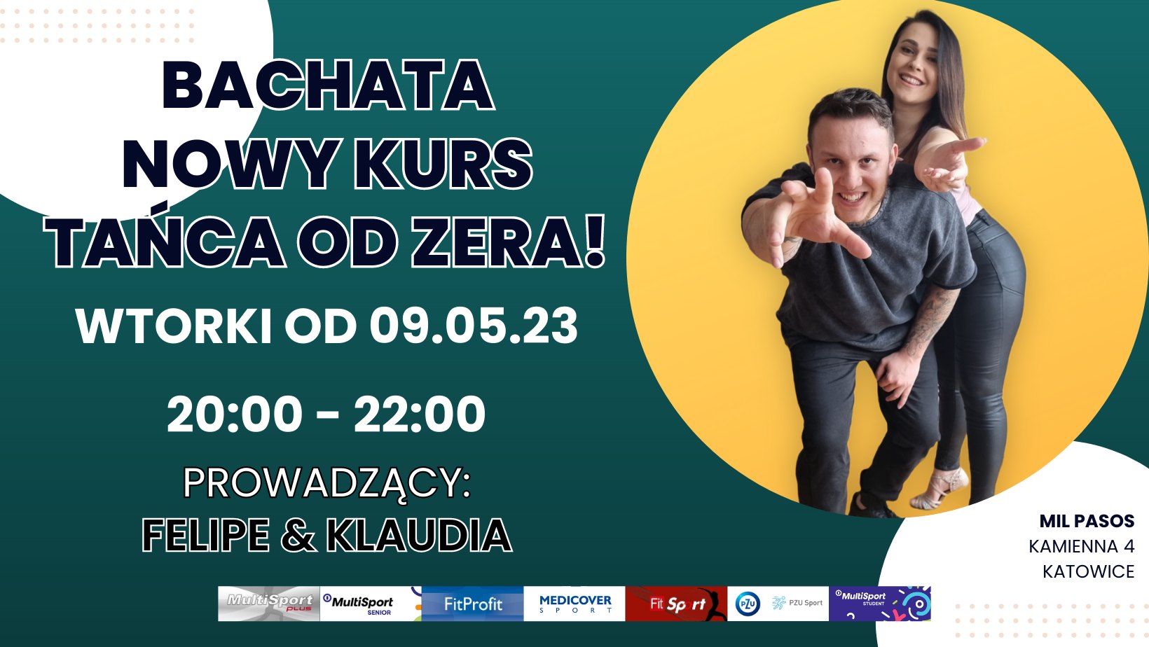 Kurs tańca w parach: BACHATA OD ZERA! DLA SINGLI I PAR!