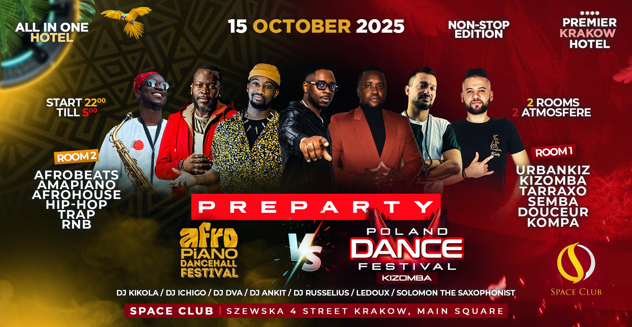 WEDNESDA PRE-PARTY -POLAND DANCE KIZOMBA & AFROPIANO DANCEHALL FESTIVAL 2 Rooms Kizomba AfroPiano