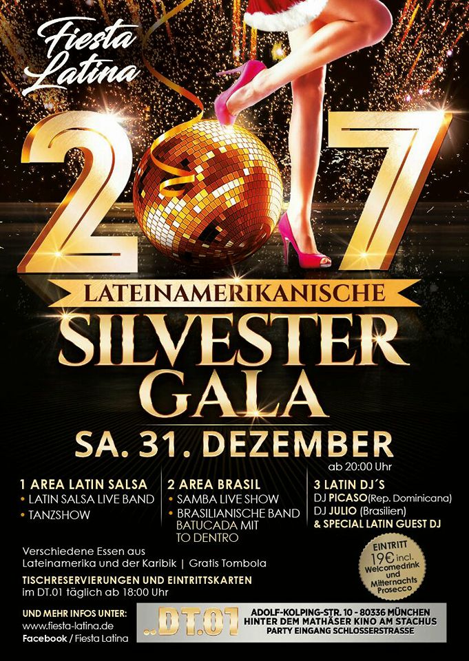 Lateinamerikanische Silvester Gala auf 3 Areas mit Salsa Band und Brasil Ba