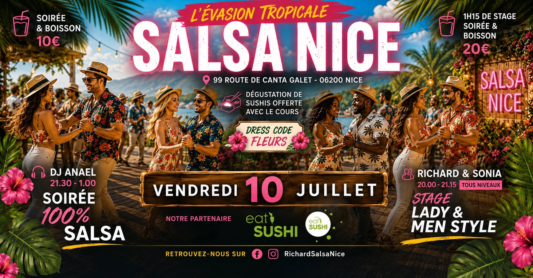 SOIRÉE 100% SALSA EN PLEIN AIR Stage ladies & men style