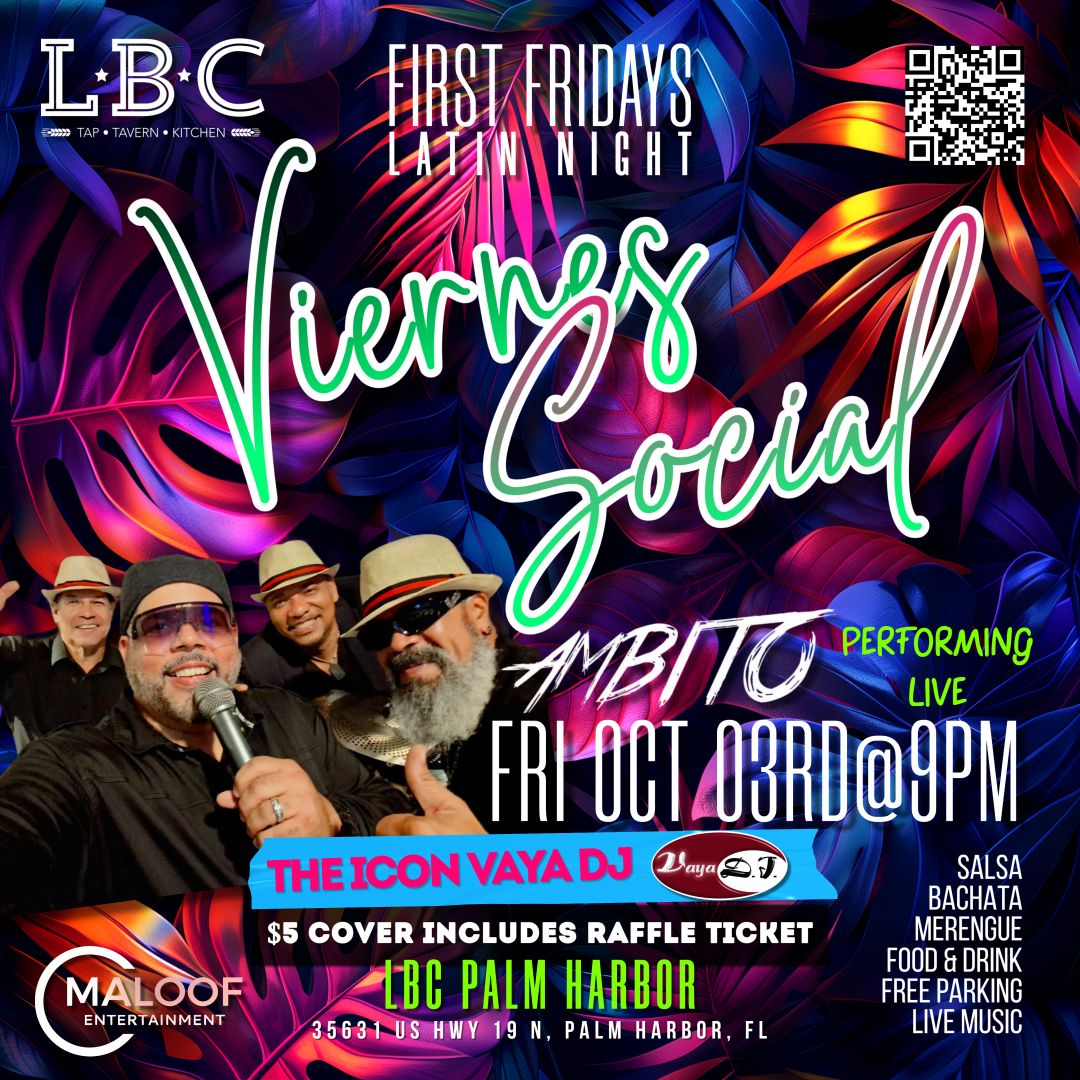 VIERNES SOCIAL - AMBITO Performing LIVE + The Icon VAYA DJ $5 Cover incl. Raffle Ticket