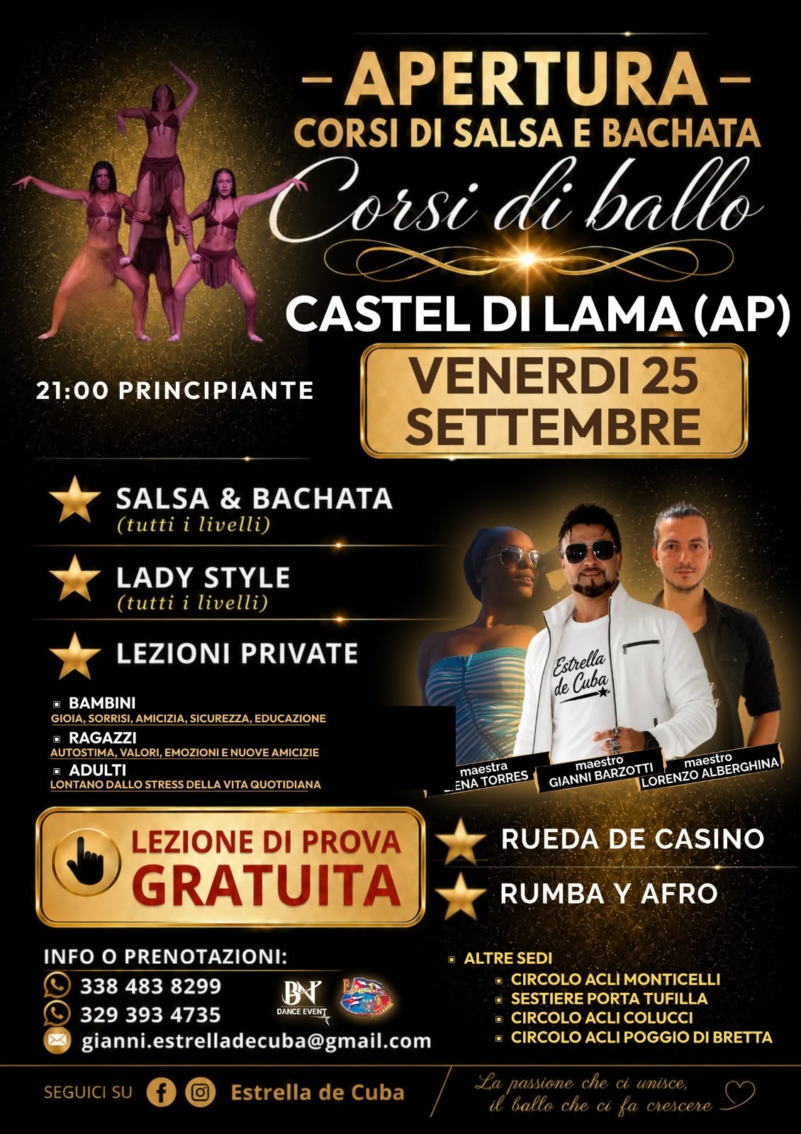 Venerdì 25 Inizio Corsi di Salsa & Bachata Circolo Ricreativo Culturale Lamense - Castel di Lama