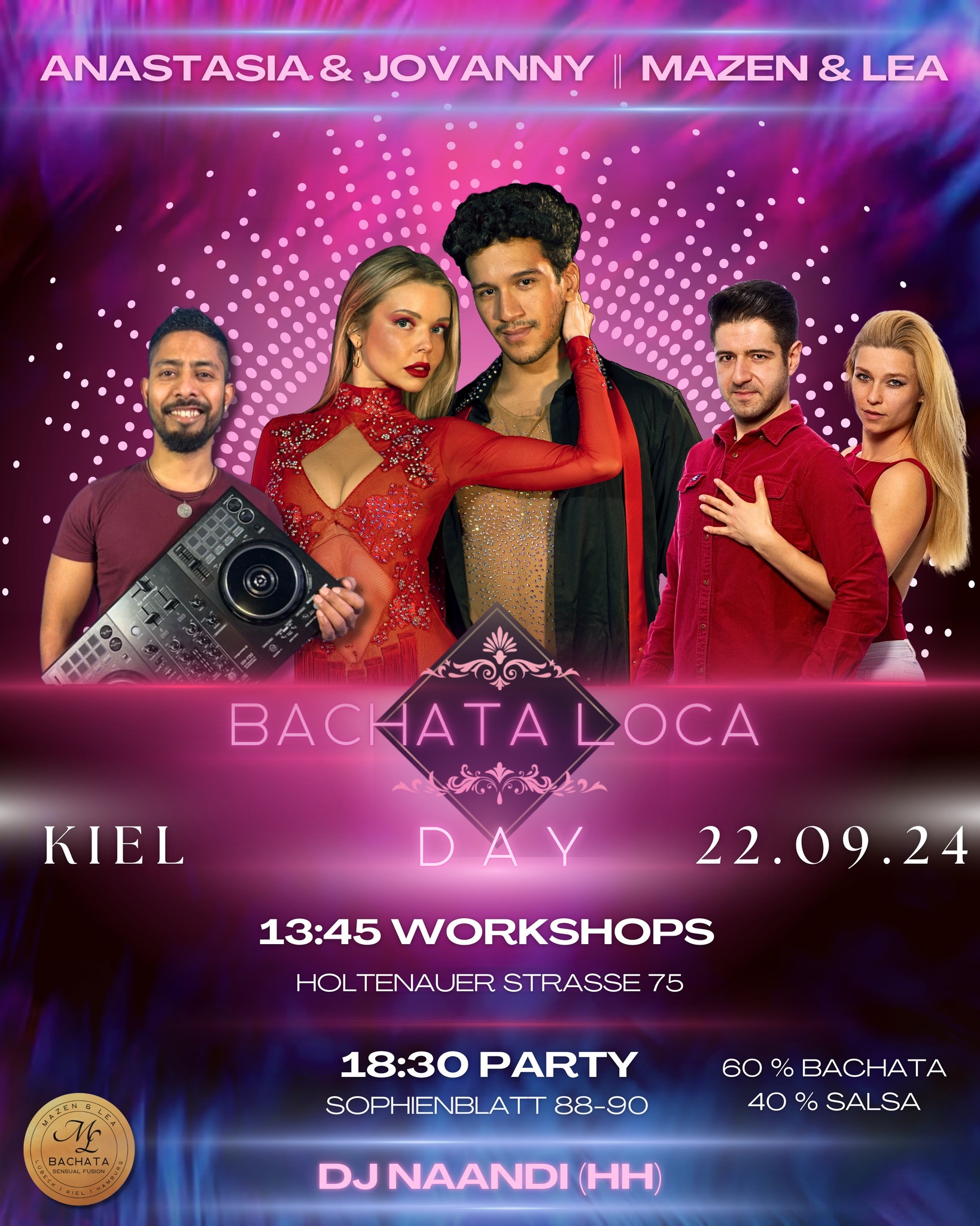 ❤️🔥BACHATA LOCA DAY KIEL❤️🔥 mit Anastasia & Jovanny (USA) und Mazen & Lea (HH,KI,HL)