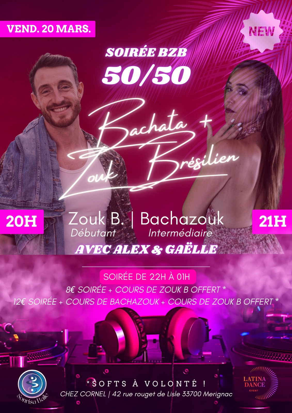 Soirée mensuelle Bachata ZOUK BRÉSILIEN 50 50 (BZB)