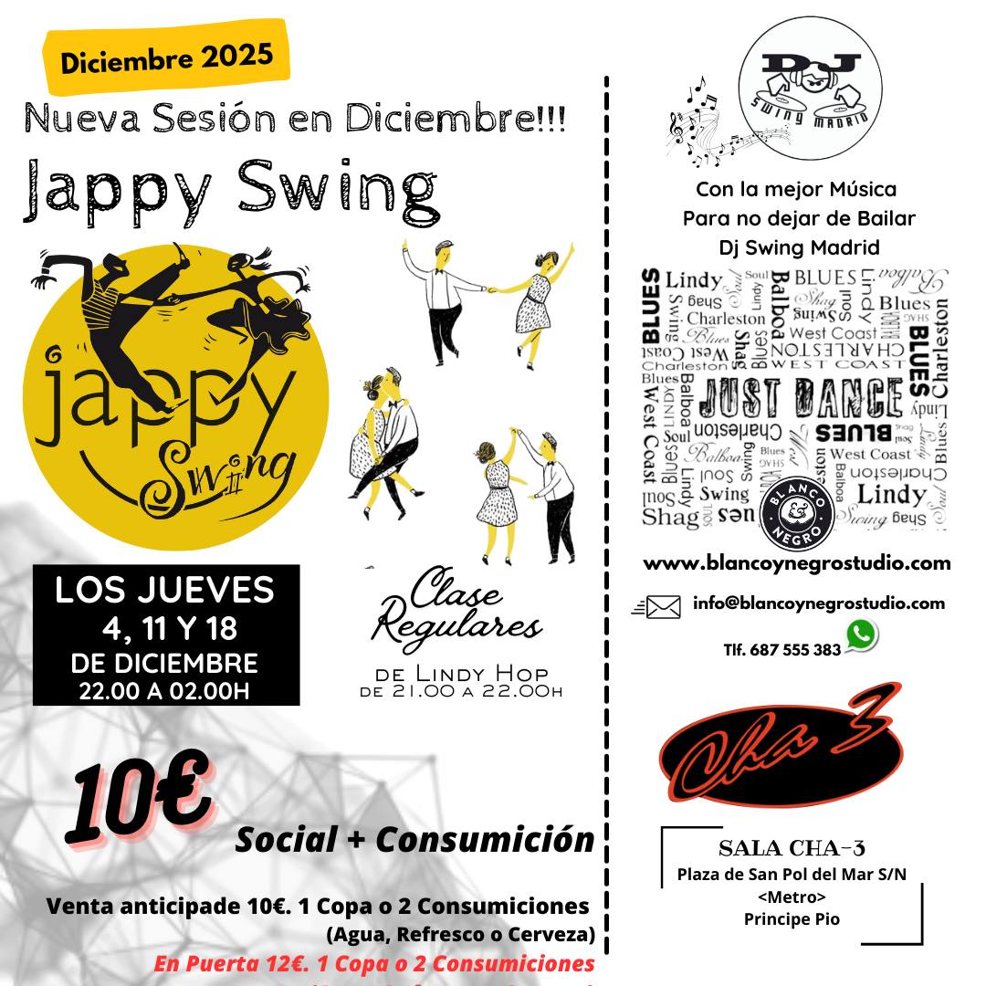 Nueva Sesión Jappy Swing en la Sala Cha-3. Con la colaboración de Blanco y Negro Studio.