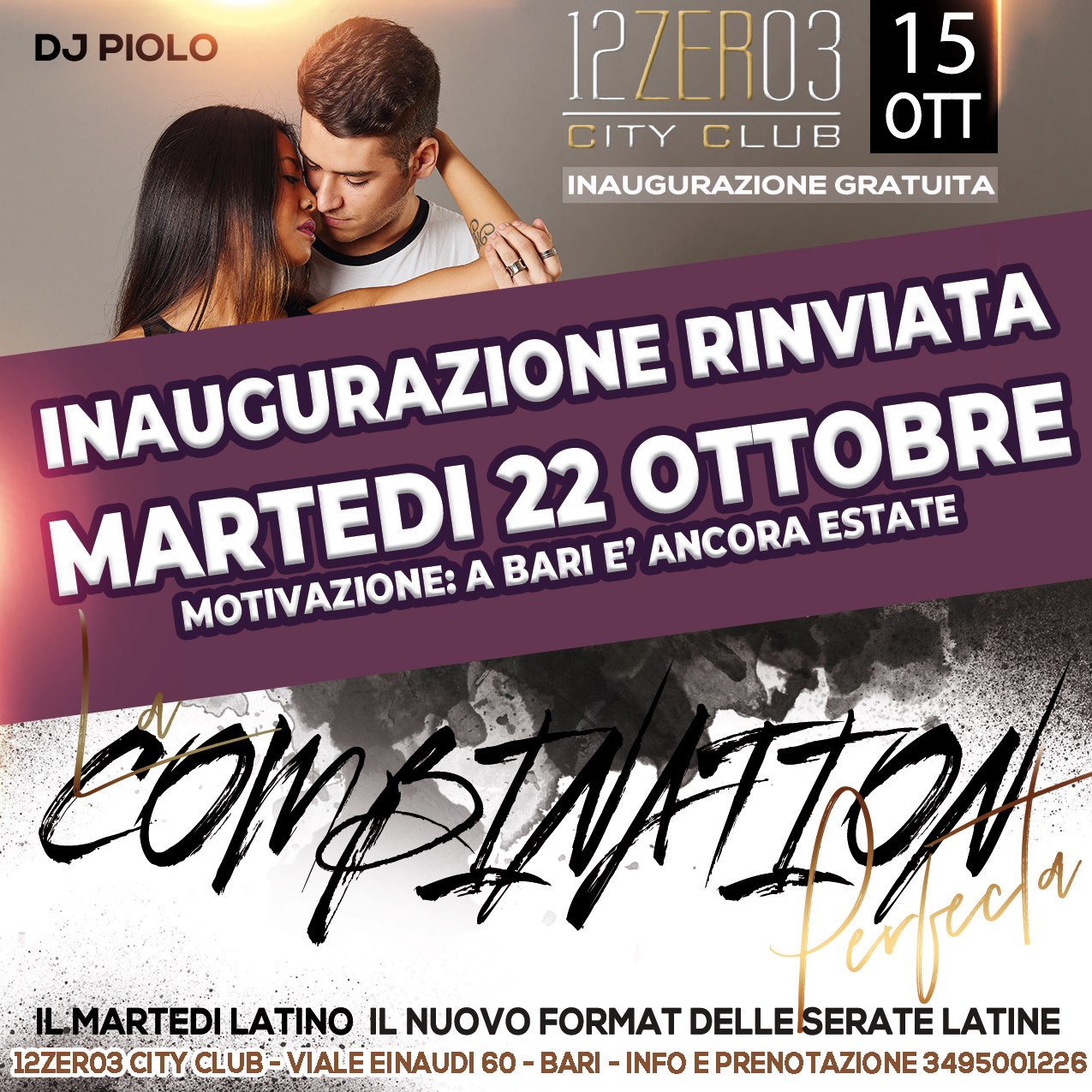 Inaugurazione Rinviata a Martedì 22 - Il Martedi Latino