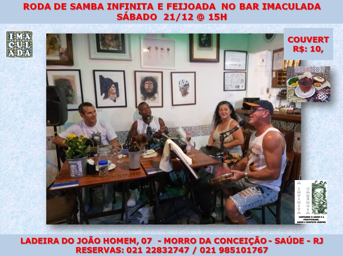Roda de Samba Infinita e Feijoada no Imaculada