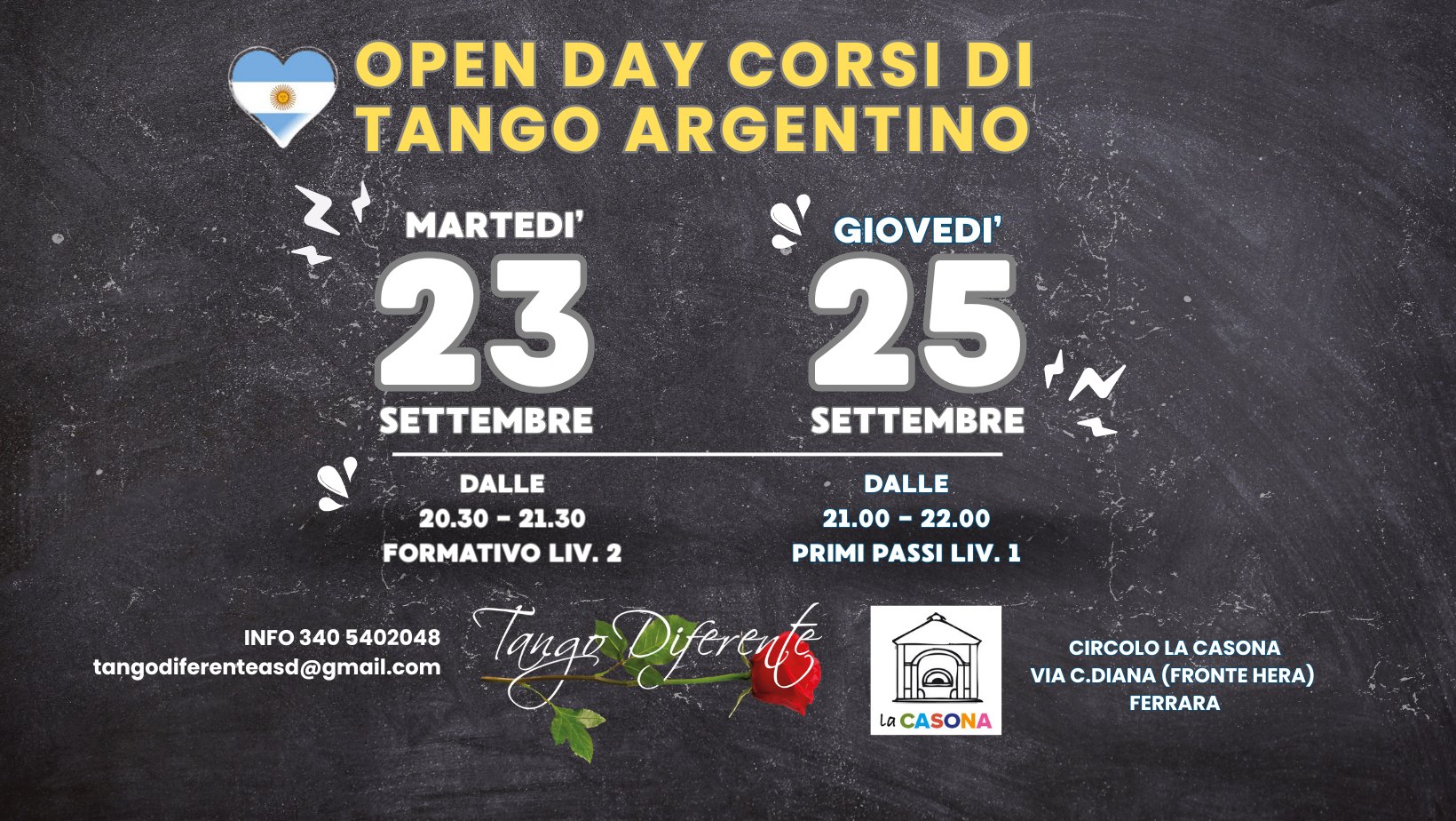 Open Day Corsi di Tango 2025 2026 - Tango Diferente ASD