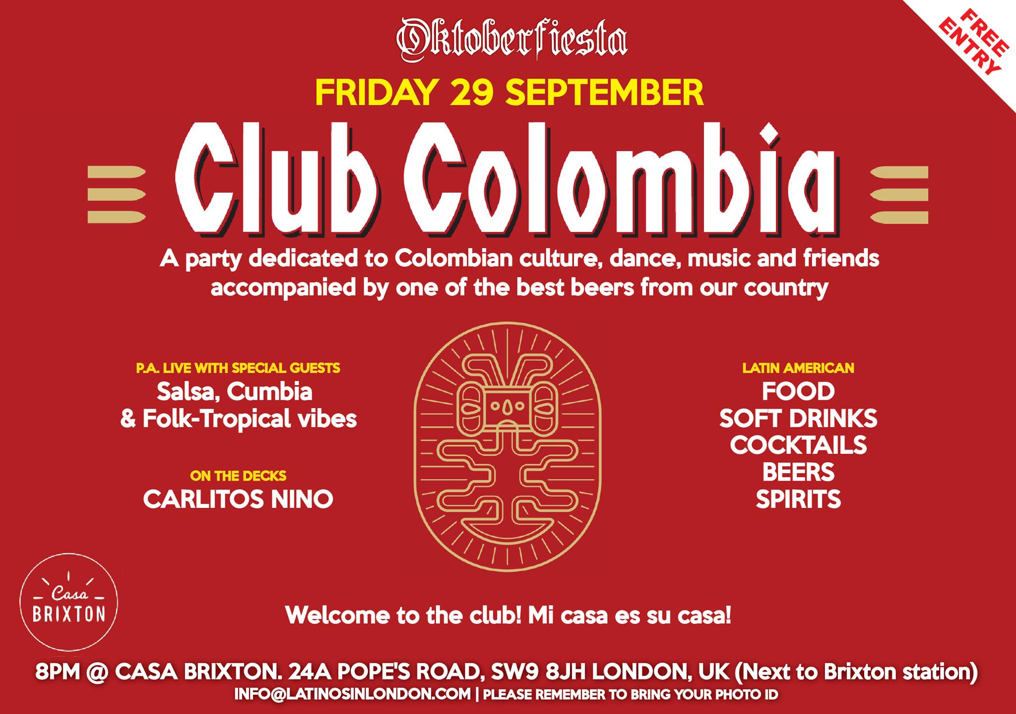 Fri 29 Sept Club Colombia #OktoberFiesta -Live music & DJ