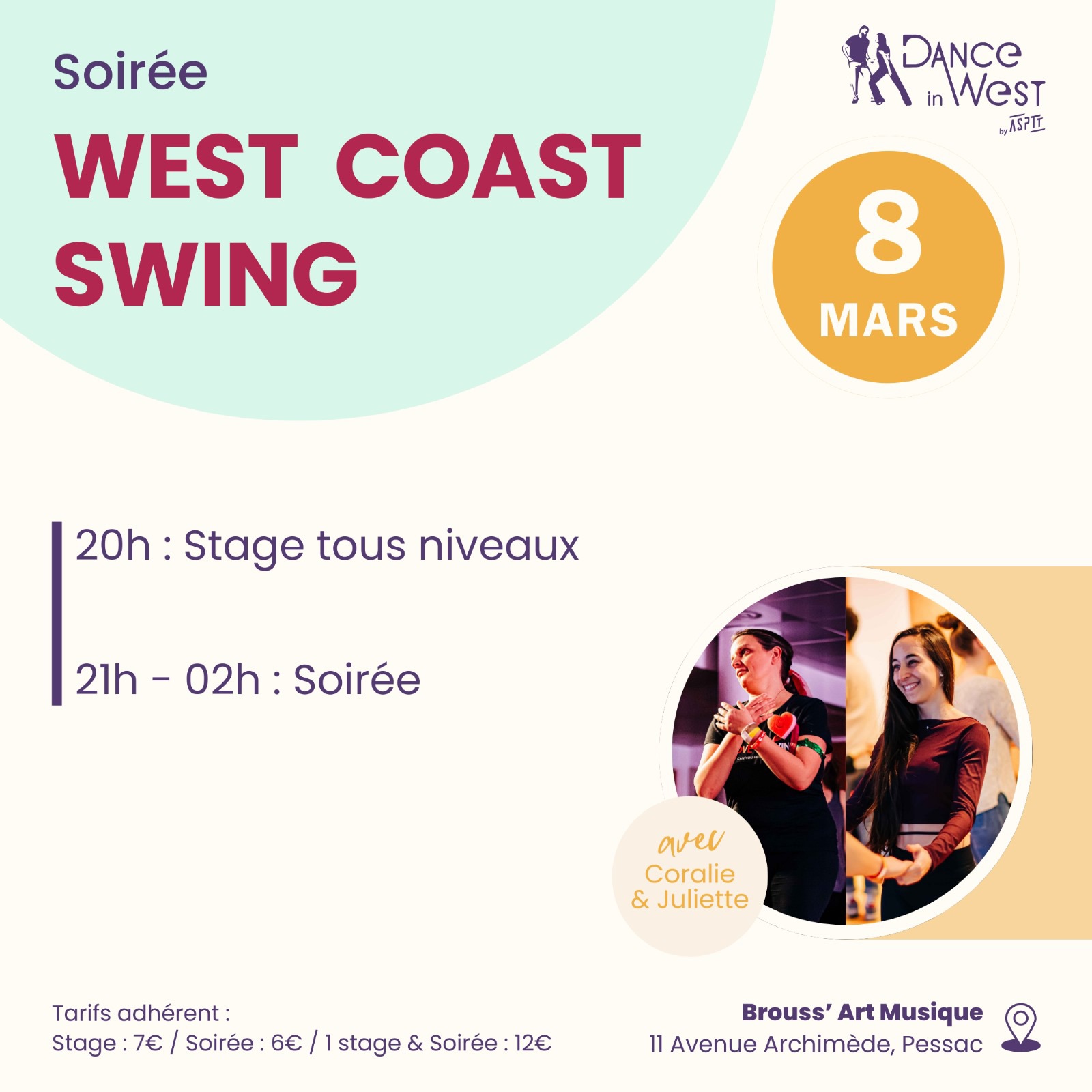 Stages + Soirée West Coast Swing, Bordeaux Pessac