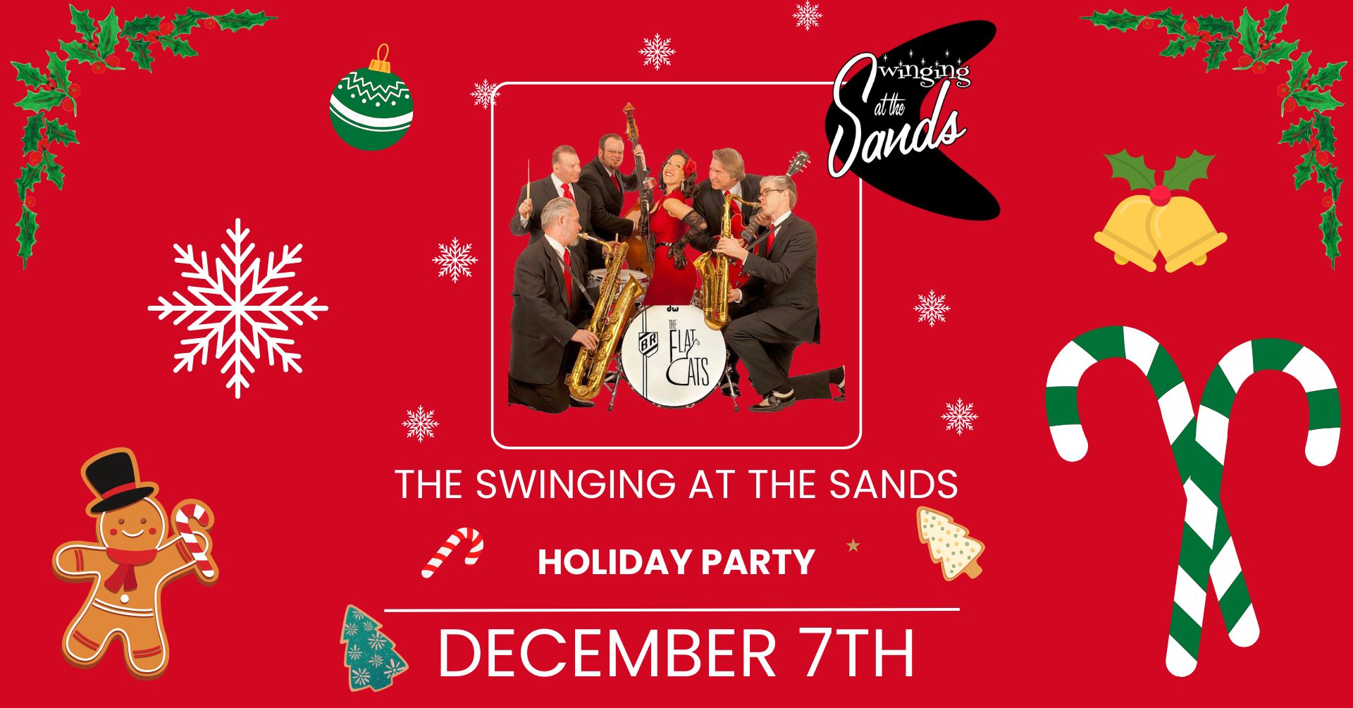 Last Dance of the Year! The Holiday Party with the Flat Cats Band & Kelly Palmiter Teaching!