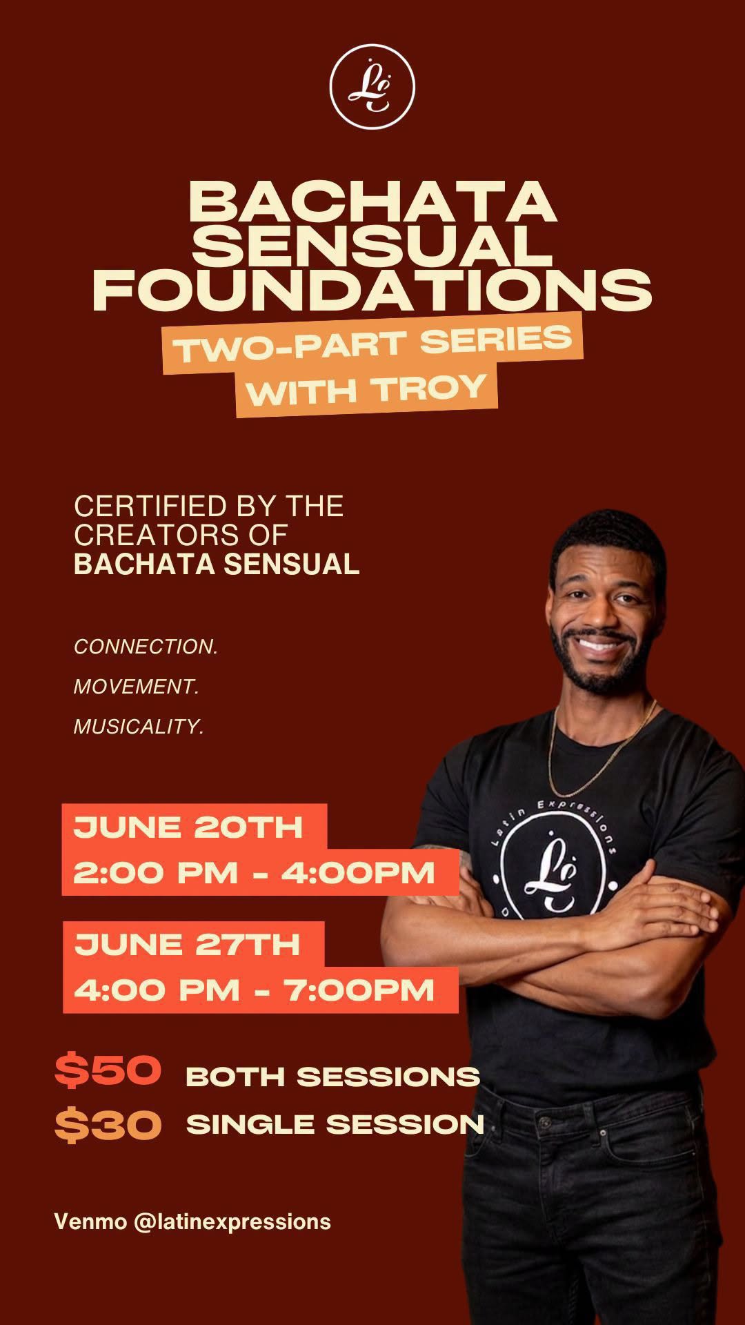 Bachata Sensual Foundations Two-Part Series with Troy!!