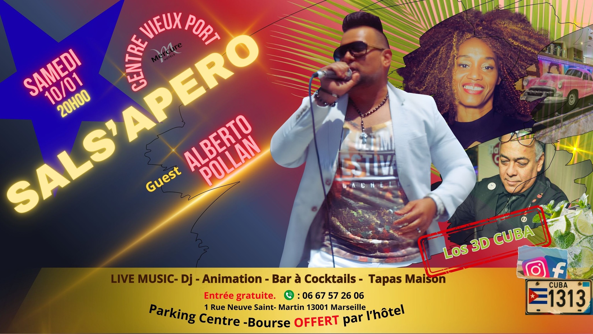 Mensuelle SALS'APERO H MERCURE. ➡️Lyly D'CUBA 🎧& 🎤ALBERTO POLLAN
