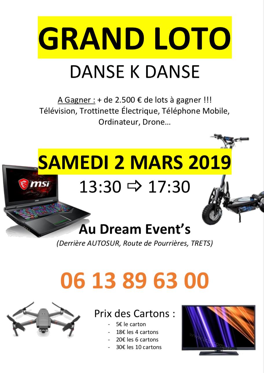 GRAND LOTO avec plus de 3000€ de lots pour toute la famille