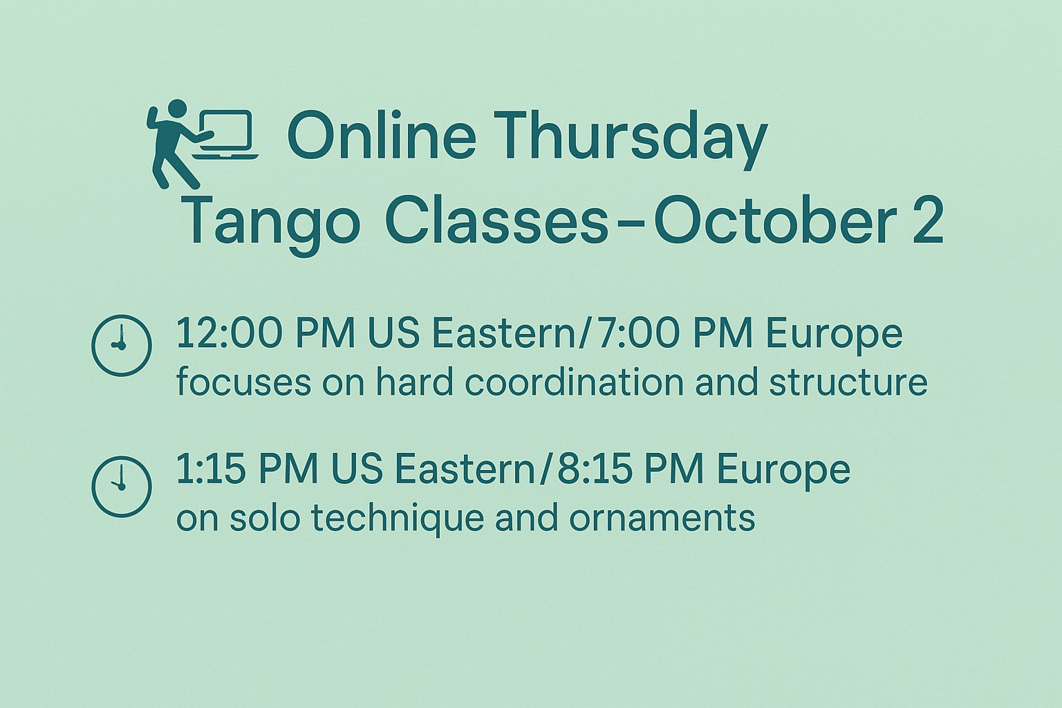 🕺💻 Online Thursday Tango Classes October 2