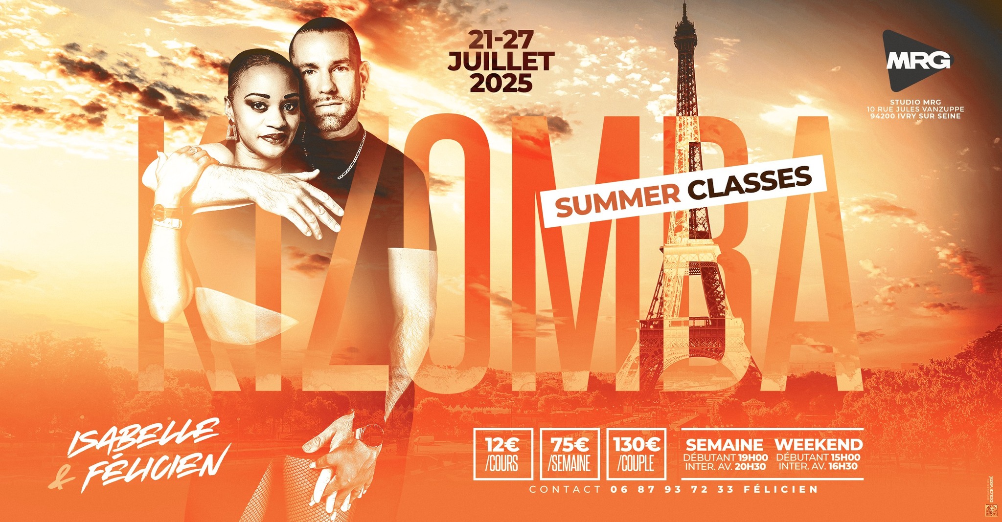 Summer Classes Kizomba avec Isabelle et Felicien - juillet 2025 - Studio MRG