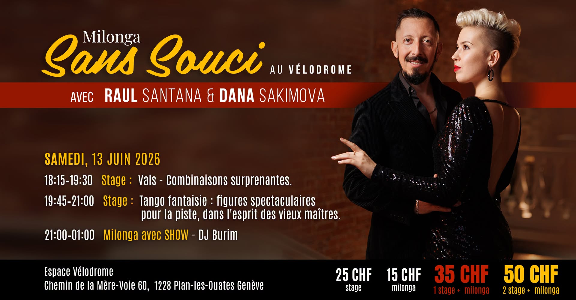Milonga Sans Souci avec Raúl Santana et Dana Sakimova