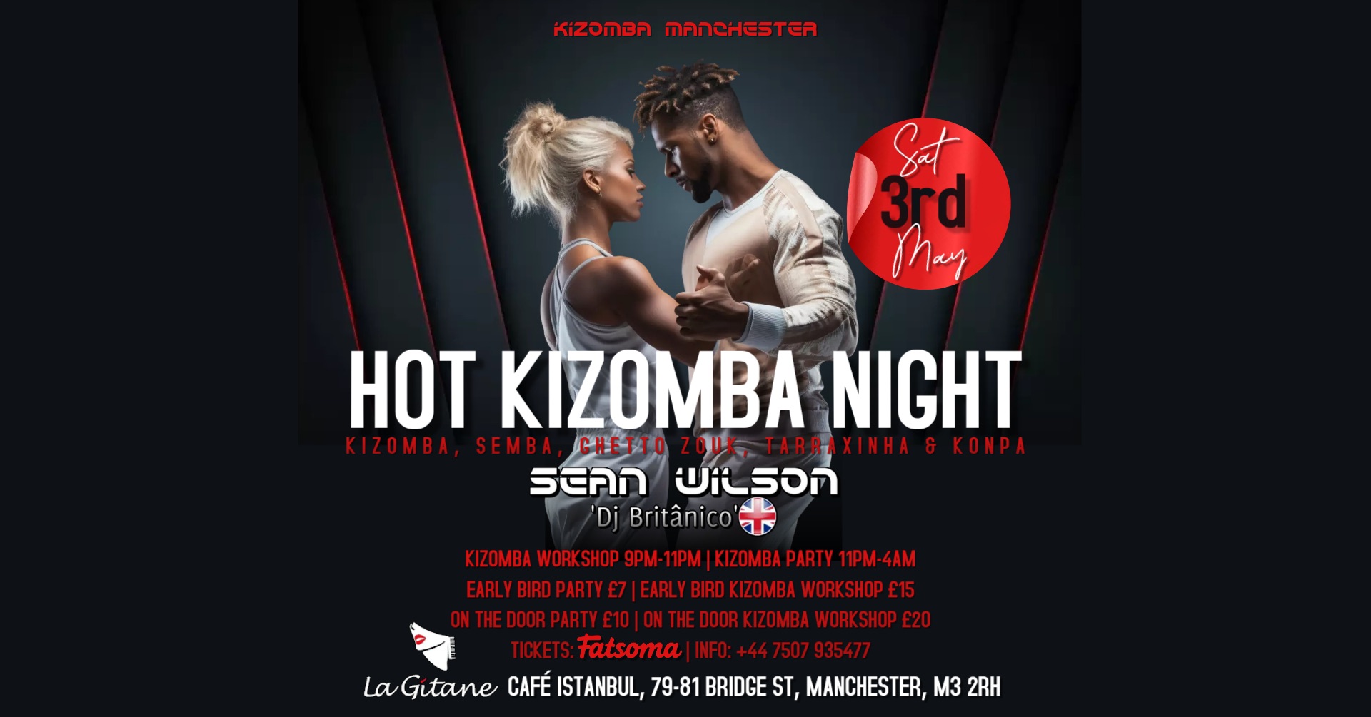 Hot Kizomba Night Manchester Kizomba workshop & party with Sean Wilson at La GΓtane