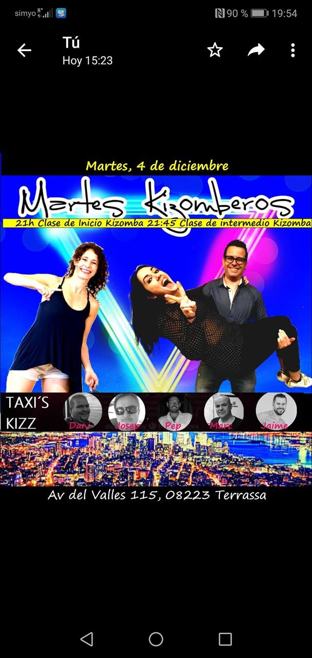 Martes Kizombero 4 de Diciembre.