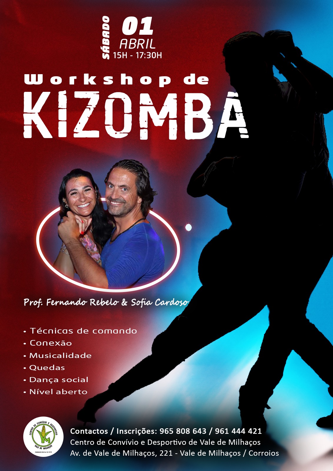 WORKSHOP de KIZOMBA by Fernando Rebelo & Sofia Cardoso @ Centro Convívio Desportivo de Vale Milhaços