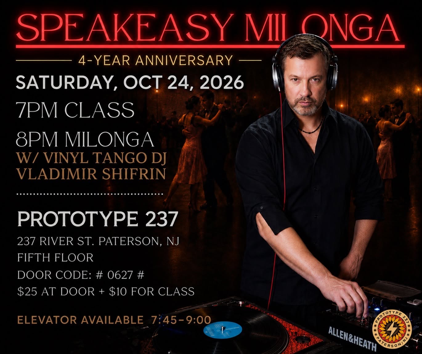 Oct 24 RED CARPET SPEAKEASY MILONGA Vinyl DJ Vladimir Shifrin