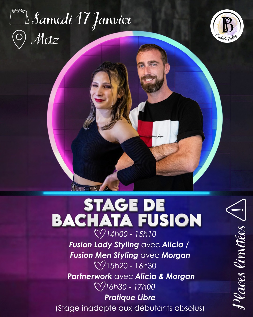 Stage de Bachata Fusion le Samedi 17 Janvier 2026 à Metz avec Morgan & Alicia