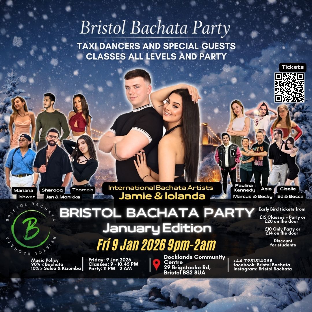 ❄️Fri 9 Dec - NEW YEAR Bristol Bachata Party @BS28UA 🏆International Artists ⭐ Jamie & Iolanda