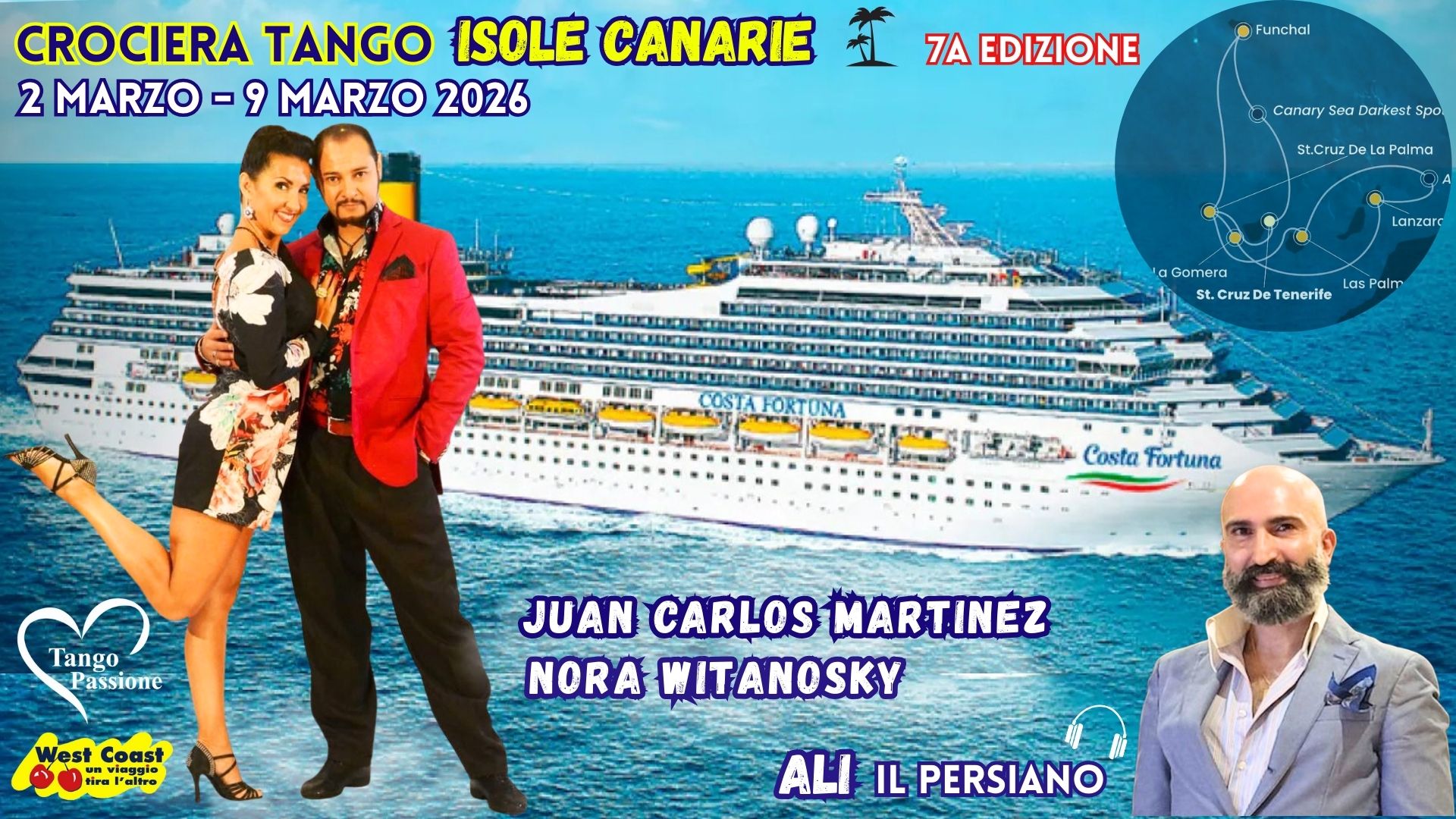 Crociera Tango isole Canarie con Juan Carlos Martinez e Nora Witanosky e Ali il Persiano